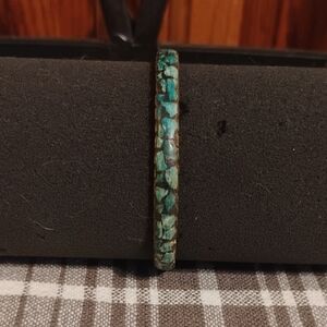 ✨Copper Bangle Bracelet with Faux Turquoise Inlay✨
